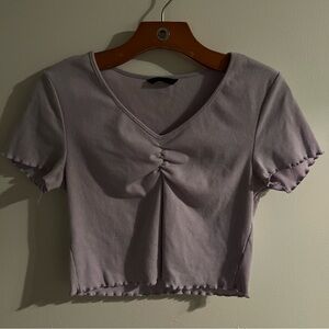 Lavender V-Neck Crop Top